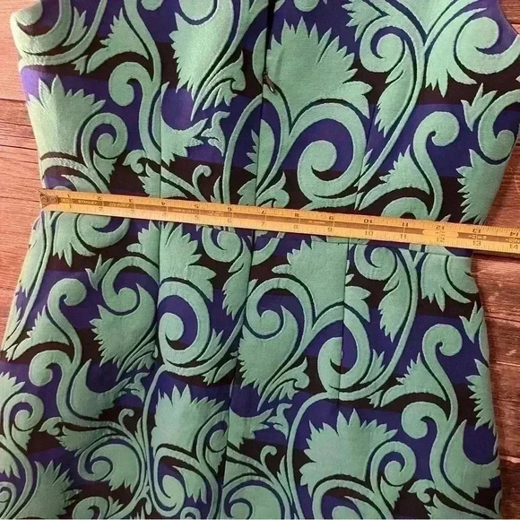 J Crew Dress Vineyard Jaquard A Line Blue Green Size 0 G1061 - Picture 5 of 9